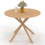 Idmarket - table � manger ronde alix 6 personnes pied araign�e bois effet h�tre 110 cm