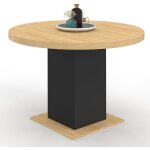 Idmarket - table à manger ronde eden 6 personnes bois et noir 110 cm Idmarket - table à manger ronde eden 6 personnes bois et noir 110 cm