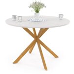 Idmarket - table à manger ronde gisele 6 personnes pied araignée bois plateau blanc 110 cm Idmarket - table à manger ronde gisele 6 personnes pied araignée bois plateau blanc 110 cm