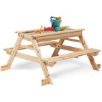 Table de pique - nique foody bois pour enfants avec bac � sable int�gr�
