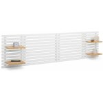 Idmarket - tête de lit suspendue en lattes ava 240 cm bois blanc et étagères façon hêtre Idmarket - tête de lit suspendue en lattes ava 240 cm bois blanc et étagères façon hêtre