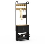 Vestiaire d'entre ester meuble chaussures 2 portes en mtal noir