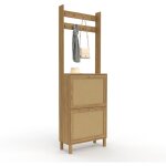 Vestiaire d'entr�e hanae meuble chaussures 2 portes effet naturel cannage