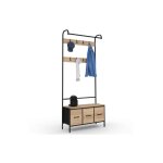 Vestiaire d'entre utah avec banc et 3 tiroirs en tissu design industriel
