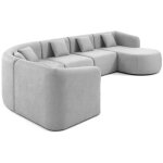 Lisa design - ikare - canapé modulable d'angle droit - 6 places - en tissu - gris clair Lisa design - ikare - canapé modulable d'angle droit - 6 places - en tissu - gris clair