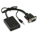 Cble adaptateur convertisseur vga mle vers hdmi femelle sortie 1080 p hd + audio tv av hdtv