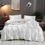 Ikodm - ensemble de couette en satin de soie ultra doux et luxueux (couette + drap plat + 2 taies d'oreiller) ...
