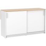 Ilot central de cuisine avec 2 portes - blanc et ch�ne - benita