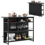 Ilot central cuisine avec grand plan de travail, bar à 4 niveaux avec 3 Étagères ouvertes, casier à vin ... Ilot central cuisine avec grand plan de travail, bar à 4 niveaux avec 3 Étagères ouvertes, casier à vin ...