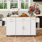 �lot de cuisine mobile avec roulettes - coin repas extensible, plan de travail int�gr� et compartiment ...