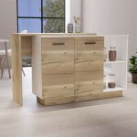 Tuhome concept - ilot de cuisine sicilia en m�lamin� avec 2 portes et 3 �tag�res, multicolore, 90 cm ...