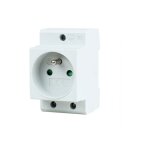 Prise de courant modulaire 2p + t 16a 250v ? fixation rail din ? design compact 2, 5 modules ? compatible ...