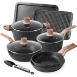 Induction batterie de cuisine avec couvercles antiadh�sive sets de po�les et casseroles granit po�le ...