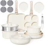 Induction batterie de cuisine avec poign�es d�tachables, antiadh�sive sets de po�les et casseroles avec ...