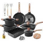 Induction set de casseroles et po�les avec couvercles granit antiadh�sif batterie de cuisine avec r�tissoire ...