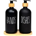 Ineasicer - lot de 2 distributeurs de savon en verre, 500 ml, ensemble de cuisine, flacon pompe pour ...