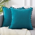Ineasicer - housse coussin 45x45 bleu canard canape decoratif lot de 2 housse de coussin velours doux ...