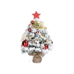 Mini sapin de nol artificiel floconn de 16 po, avec ornements et 30 lumires chaudes fonctionnant  ...