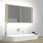 Inlife armoire de salle de bain à miroir à led chêne sonoma 90x12x45cm Inlife armoire de salle de bain à miroir à led chêne sonoma 90x12x45cm