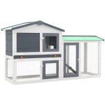 Kalisse - inlife clapier large d'extrieur gris et blanc 145x45x85 cm bois