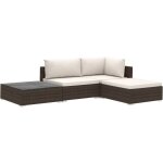 Inlife salon de jardin 4 pcs avec coussins rsine tresse marron