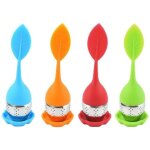 Inoxydable infuseur à thé avec couvercle passoire en silicone feuille verte - 4 pièce Inoxydable infuseur à thé avec couvercle passoire en silicone feuille verte - 4 pièce