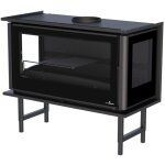 Insert  bois 3 faces ventil canalisable - bronpi paris 90 3c 13 kw avec kit air - porte fonte - avec ...