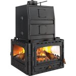 Insert chemine hydraulique prity 3c w35 ? 40 kw porte en fonte 60 l d'eau