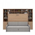 Ensemble lit escamotable horizontal canap surmeuble 2 armoires demi - porte multimo sofa couchage 140x200cm ...