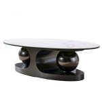 Inside75 - table basse design sphere black nickel 120 base m�tal noir plateau marbre blanc