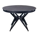 Inside75 - table de repas extensible ronde riviera plateau c�ramique ciment pi�tement m�tal noir