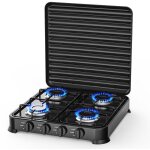 Intec - plaque de cuisson gaz 4 feux 8800w rchaud  gaz portable noire gaz butane ou propane bruleurs ...