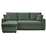 Intensedeco - canap� d'angle convertible rico velours c�tel� vert