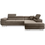 Intensedeco - canap� d'angle droit convertible marius velours c�tel� taupe