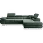 Intensedeco - canap� d'angle droit convertible marius velours c�tel� vert