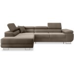 Intensedeco - canap� d'angle gauche convertible marius velours c�tel� taupe