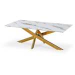 Intensedeco - table basse rectangulaire en verre effet marbre et pieds doré jodie Intensedeco - table basse rectangulaire en verre effet marbre et pieds doré jodie
