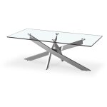 Intensedeco - table basse rectangulaire en verre et pied chrom alix