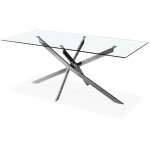 Intensedeco - table rectangulaire en verre et pied chromé alix Intensedeco - table rectangulaire en verre et pied chromé alix