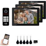 Interphone vido 1080p (sonnette filaire), sonnette pour 3 familles, cran tactile de 7 pouces, dverrouillage ...
