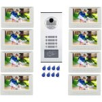Interphone vid�o couleur pour 8 logements / appartements avec lecteur rfid