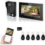 Interphone vid�o avec �cran tactile de 7 pouces avec syst�me de sonnette filaire, prise en charge d'empreintes ...