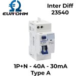 Interrupteur diff�rentiel 40a 1p + n 30ma connexion haut / haut cxion rapide classe a nf (23540)