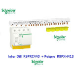 Interrupteur diffrentiel resi9 4p 40a 30ma - ac + peigne 3p + n - 13 m schneider r9prc440 et r9pxh413 ...