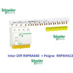 Interrupteur diffrentiel resi9 4p 40a 30ma - a + peigne 3p + n - 13 m schneider r9pra440 + r9pxh413