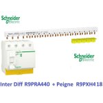 Interrupteur diffrentiel resi9 4p 40a 30ma - a + peigne 3p + n - 18 m - schneider r9pra440 + r9pxh418 ...