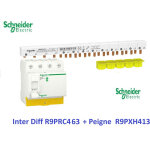 Interrupteur diffrentiel resi9 4p 63a 30ma - ac + peigne 3p + n - 13 m schneider r9prc463 + r9pxh413 ...