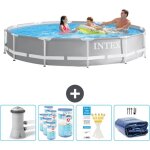 Intex - piscine ronde à cadre prisme 366 x 76 cm - grise - comprend des accessoires cb86 Intex - piscine ronde à cadre prisme 366 x 76 cm - grise - comprend des accessoires cb86