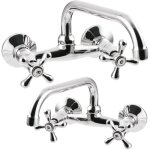 Invena robinet de lavabo roma - chrome - deux poign�es - bec pivotant - style r�tro