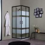 Iperbriko - cabine de douche coulissante 80x80 srigraphie noire